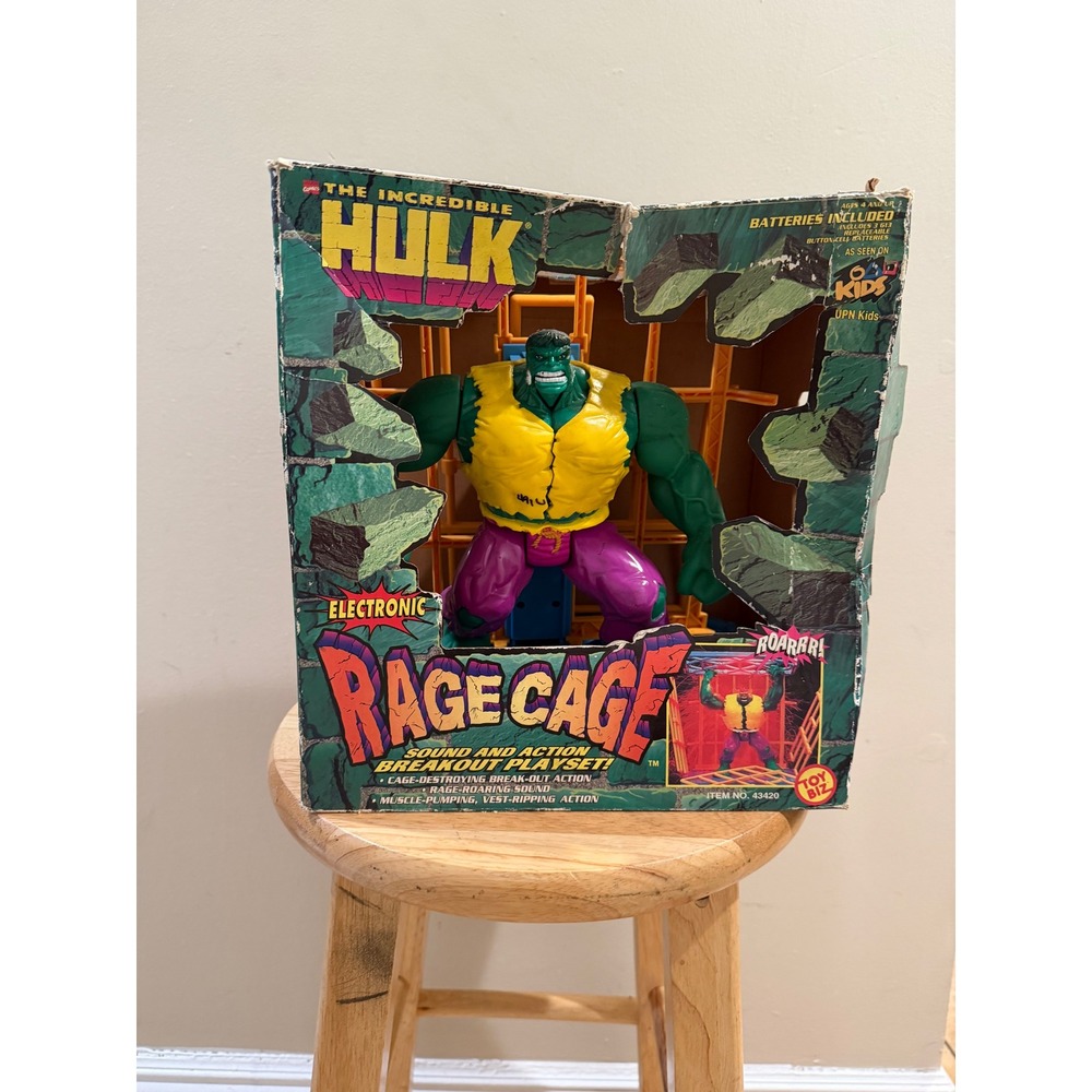 Vintage 1996 Toy Biz Incredible Hulk Electronic Rage Cage Playset Marvel READ
